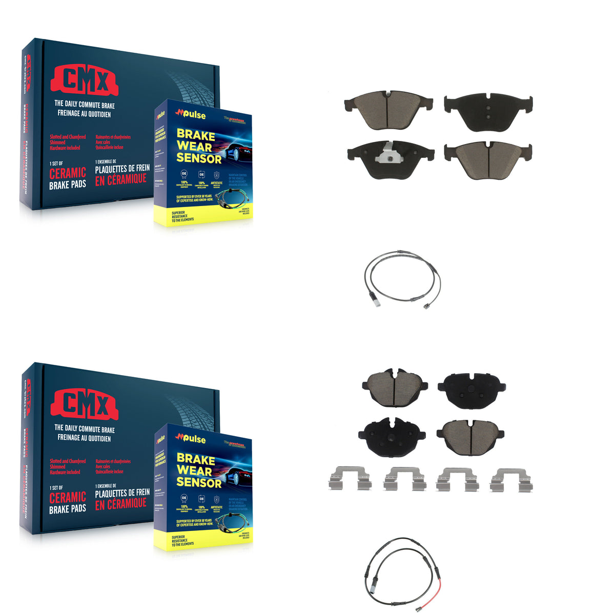 Front Rear Ceramic Disc Brake Pads And Wear Sensors Kit For 2014-2016 BMW 528i 535d KCW-101306