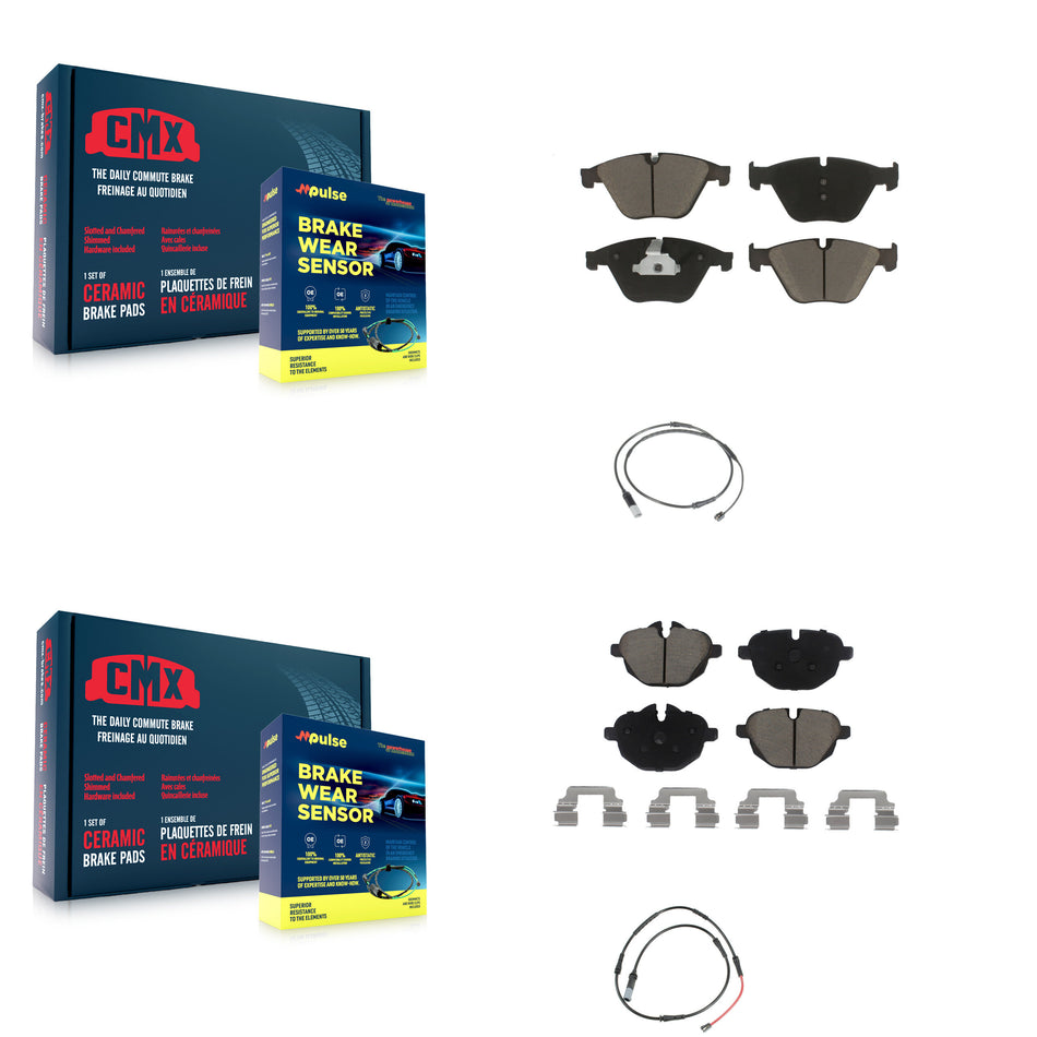 Front Rear Ceramic Disc Brake Pads And Wear Sensors Kit For 2014-2016 BMW 528i 535d KCW-101306