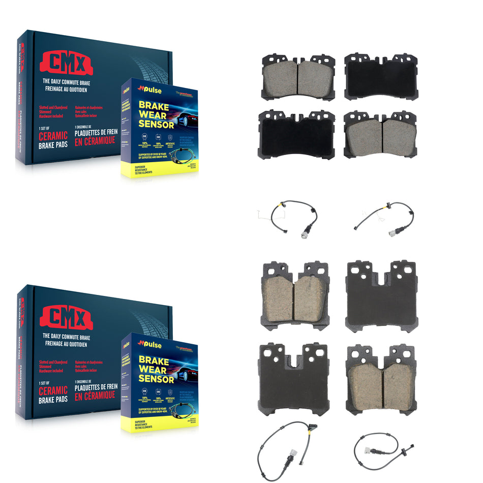 Front Rear Ceramic Disc Brake Pads And Wear Sensors Kit (6Pc) For Lexus LS460 KCW-101307