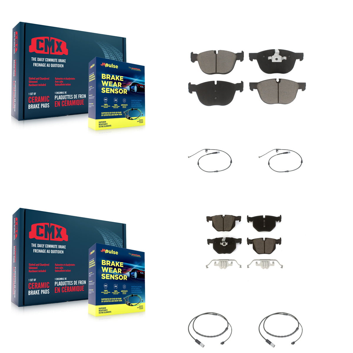 Front Rear Ceramic Disc Brake Pads And Wear Sensors Kit For BMW X5 X6 KCW-101312