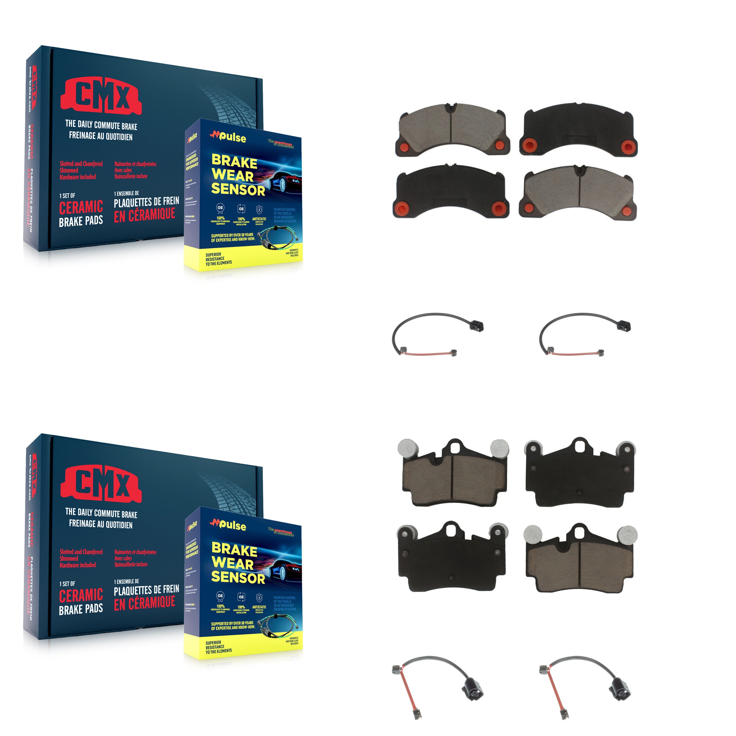 Front Rear Ceramic Disc Brake Pads And Wear Sensors Kit For Porsche Cayenne KCW-101316
