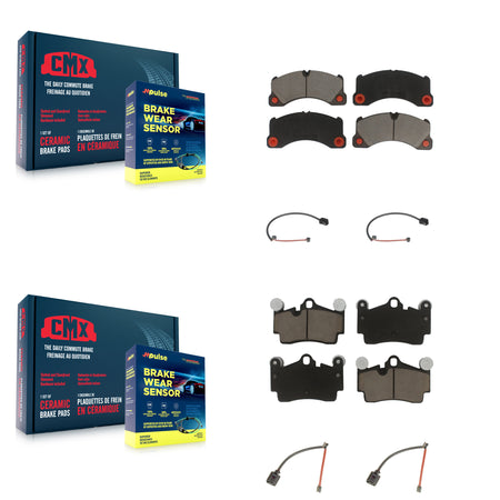Front Rear Ceramic Disc Brake Pads And Wear Sensors Kit For Porsche Cayenne KCW-101317