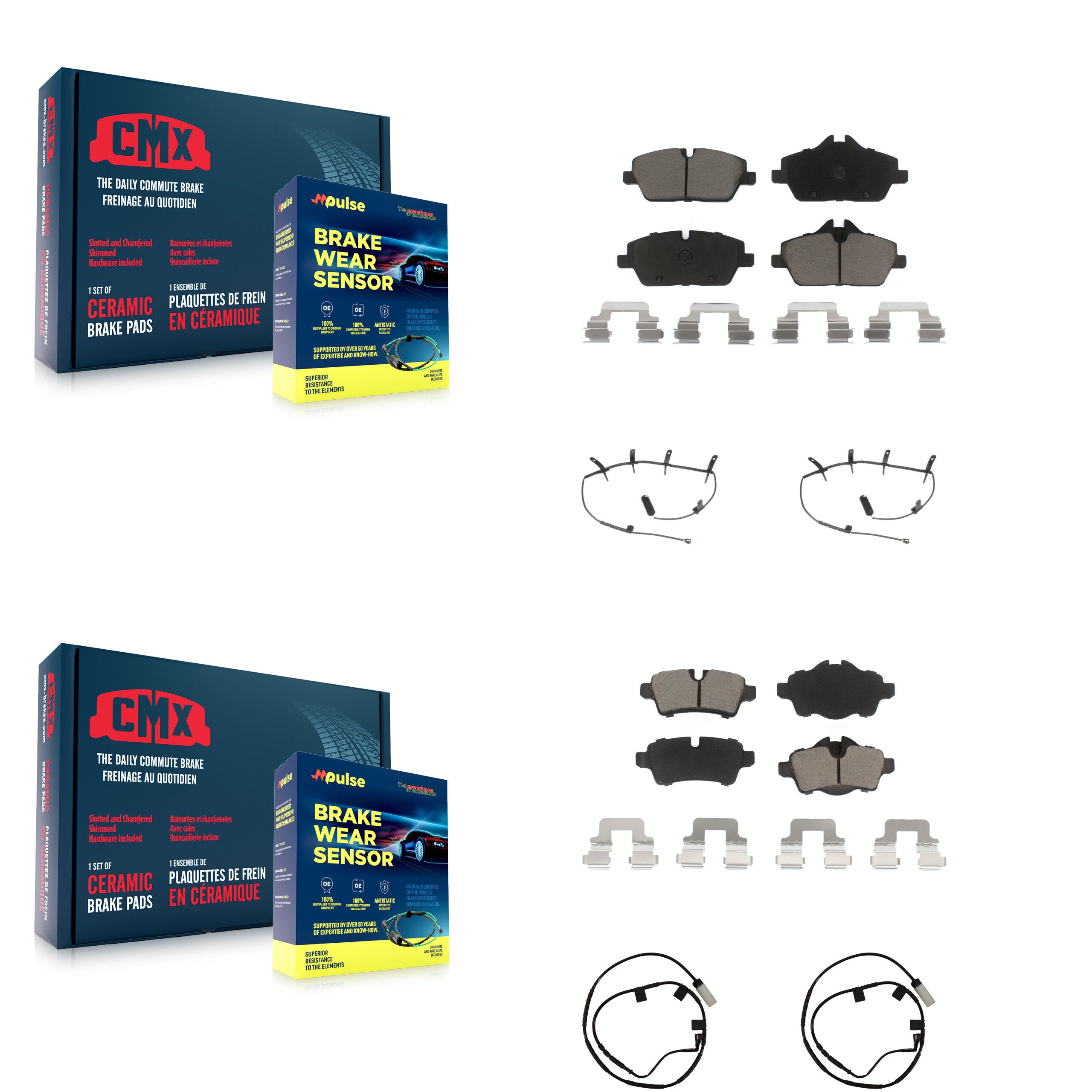 Front Rear Ceramic Disc Brake Pads And Wear Sensors Kit For Mini Cooper KCW-101319