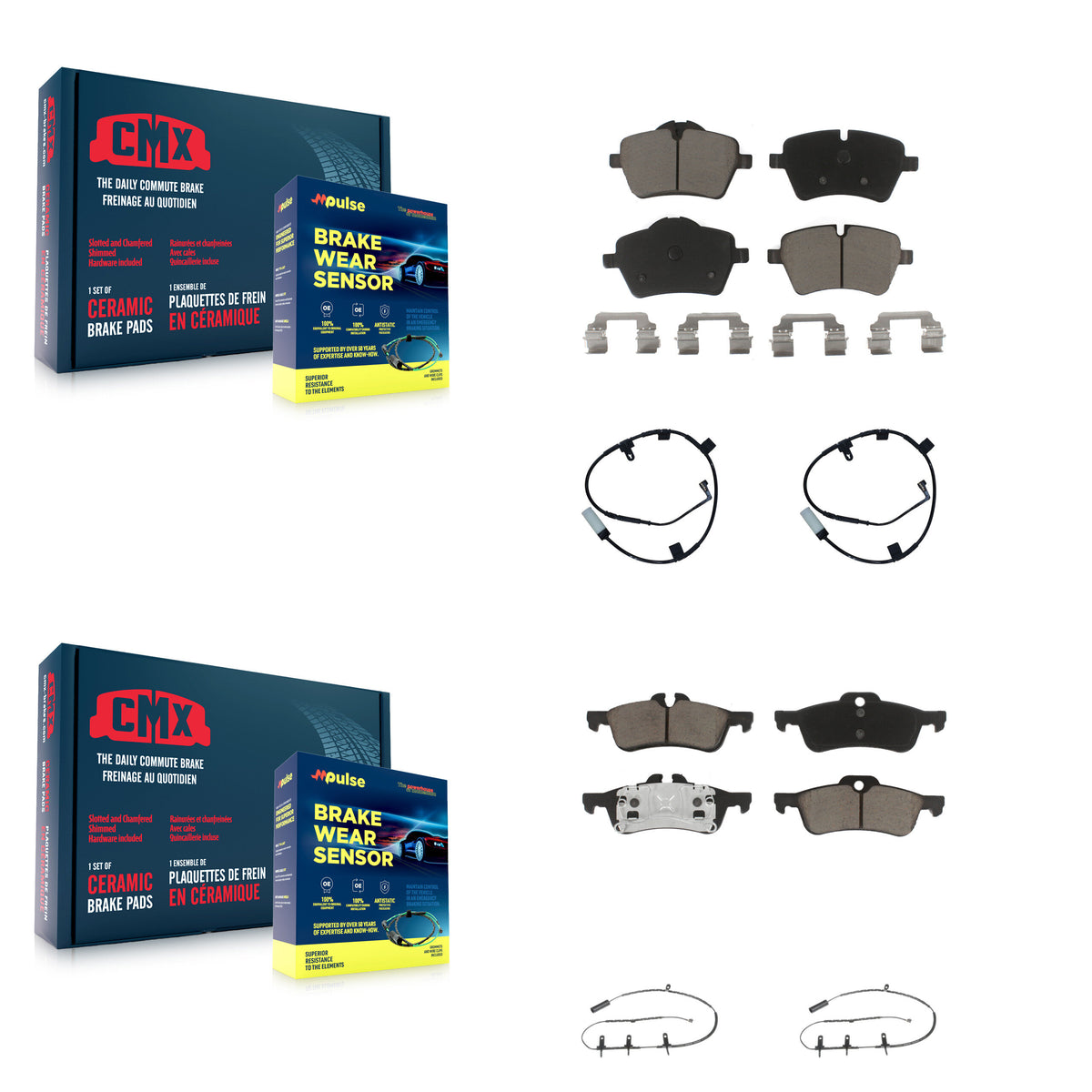 Front Rear Ceramic Disc Brake Pads And Wear Sensors Kit For Mini Cooper KCW-101324