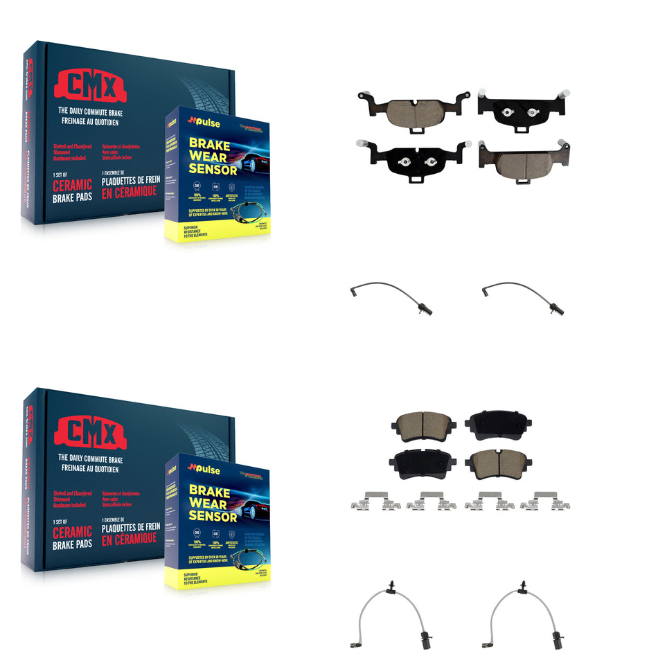 Front Rear Ceramic Disc Brake Pads And Wear Sensors Kit For Audi A6 Quattro 2.0L KCW-101326