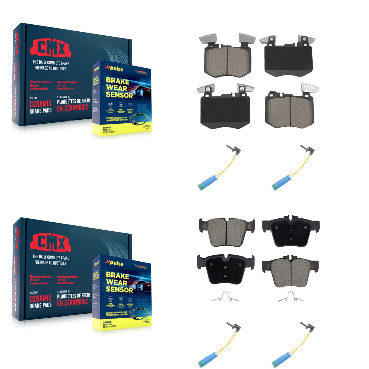 Front Rear Ceramic Disc Brake Pads And Wear Sensors Kit For Mercedes-Benz GLC300 KCW-101334
