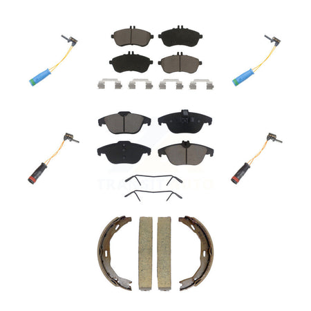 Front Rear Ceramic Disc Brake Pads Wear Sensor Kit (7Pc) For 2012 Mercedes-Benz C250 1.8L KCW-101363