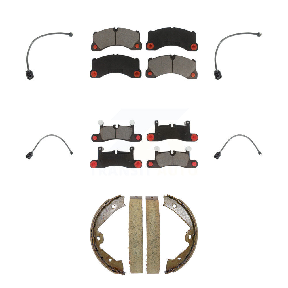 Front Rear Ceramic Disc Brake Pads Wear Sensor Kit (7Pc) For Porsche Cayenne with Harness KCW-101368