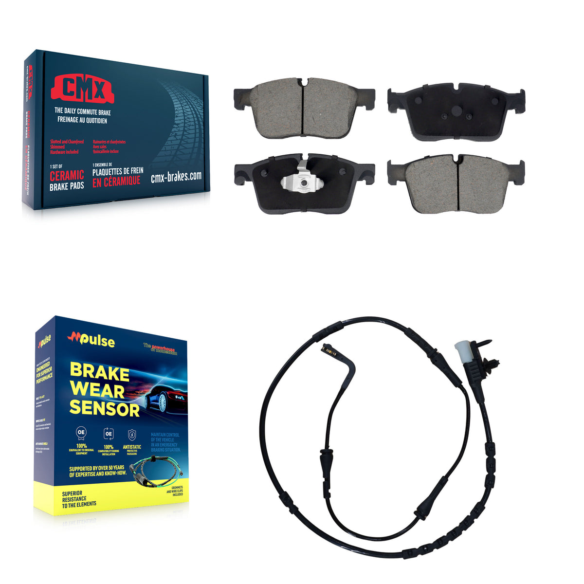 Front Ceramic Brake Pads Wear Sensor Kit For Land Rover Range Velar R-Dynamic S with 3.0L KCW-101378