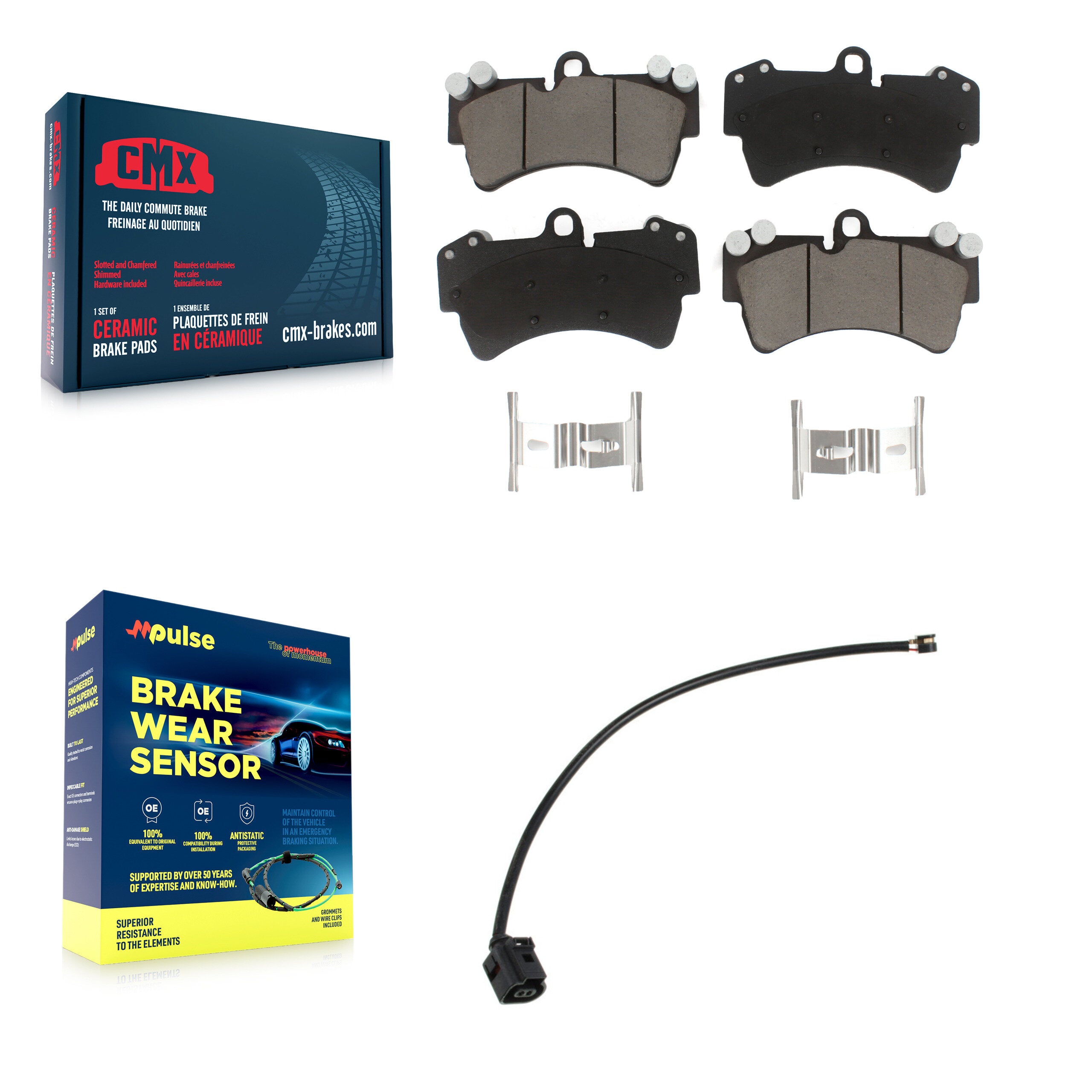 Front Ceramic Disc Brake Pad And Wear Sensor Kit For Audi Q7 with Composite KCW-101380