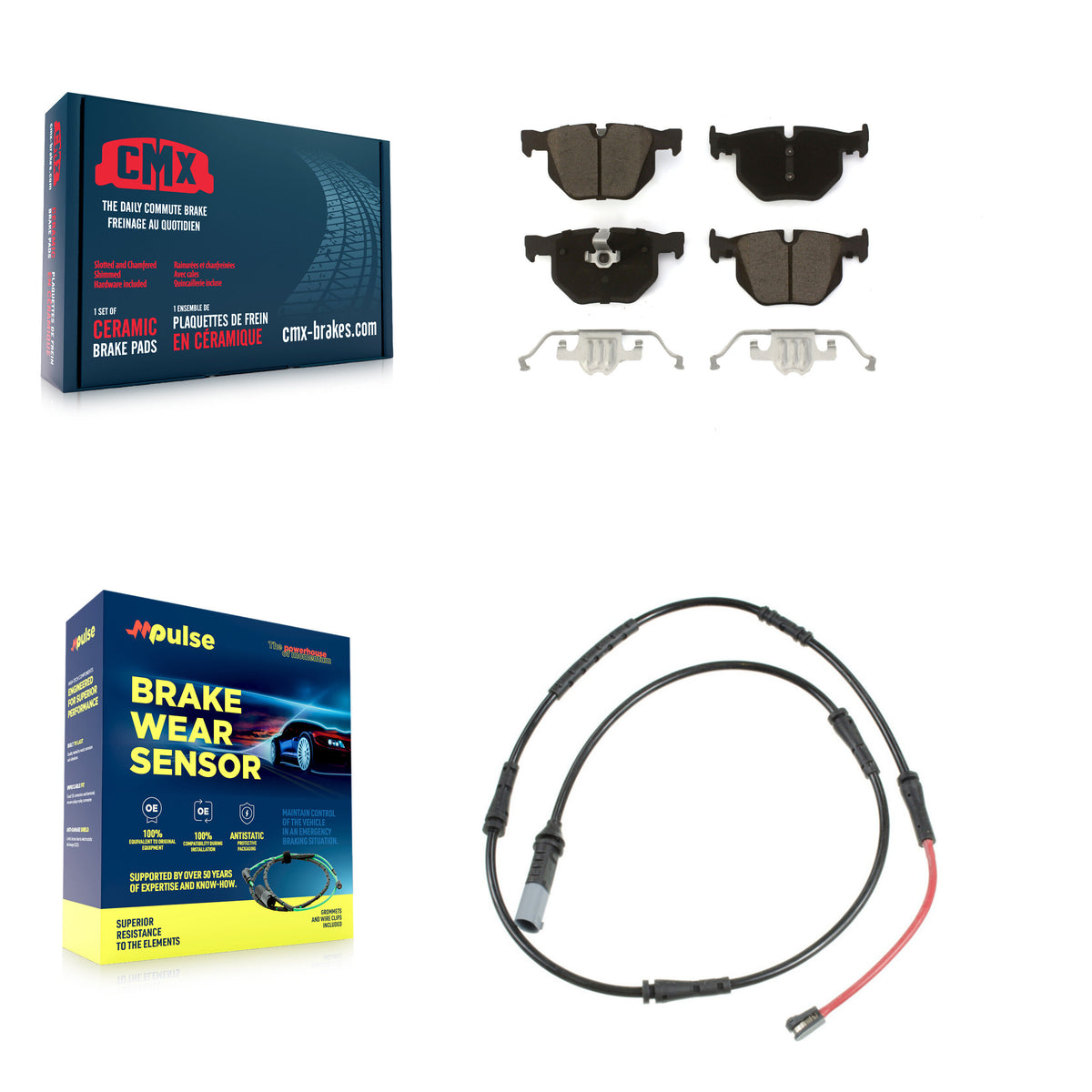 Rear Ceramic Disc Brake Pads And Wear Sensors Kit For 2009-2010 BMW 528i xDrive KCW-101400