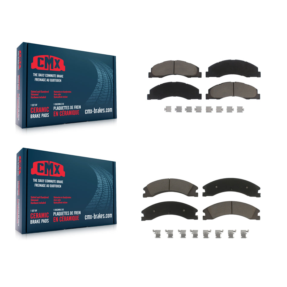 Front Rear Ceramic Brake Pads Kit For Ford E-450 Super Duty KCX-100005