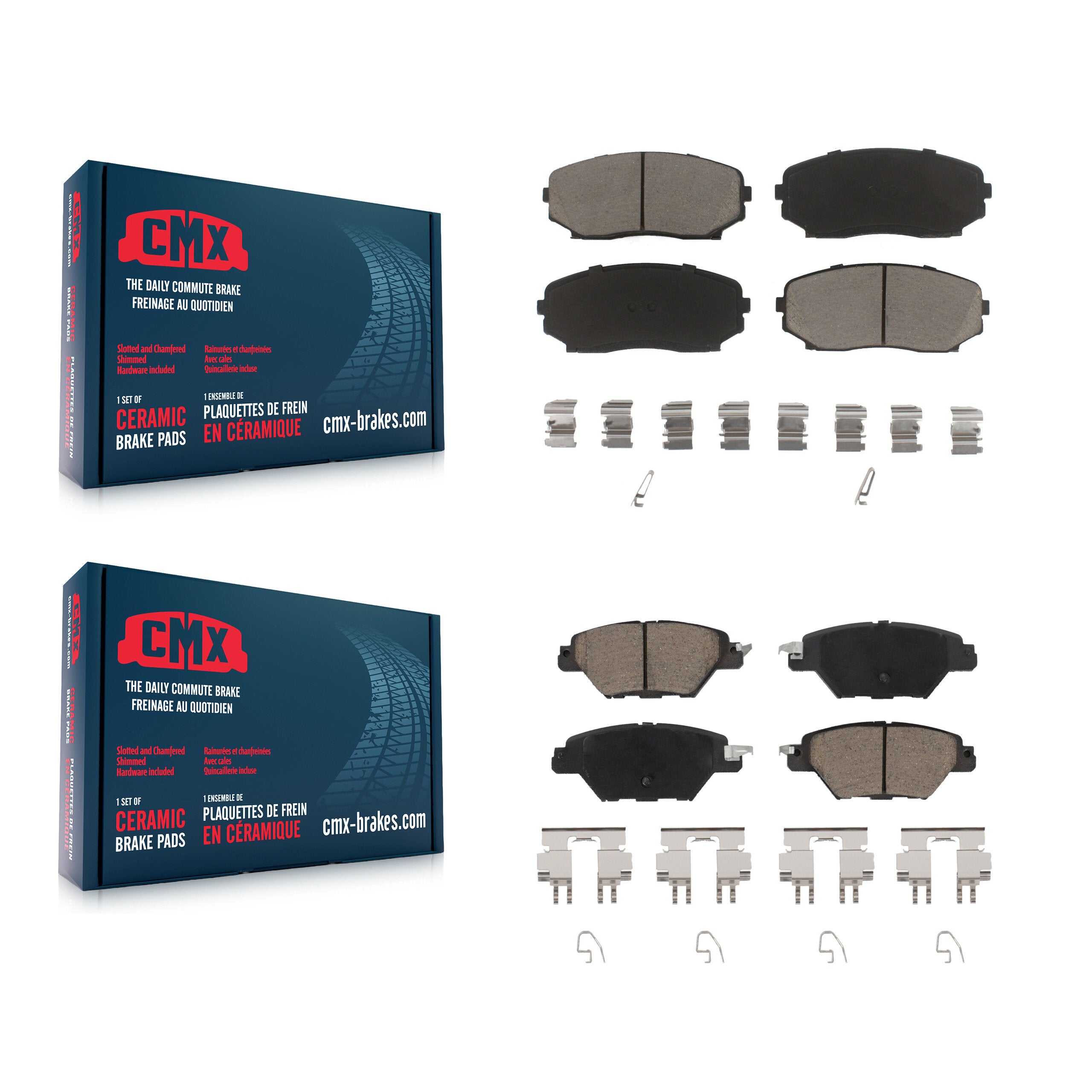 Front Rear Ceramic Brake Pads Kit For 2016-2023 Mazda CX-9 KCX-100195