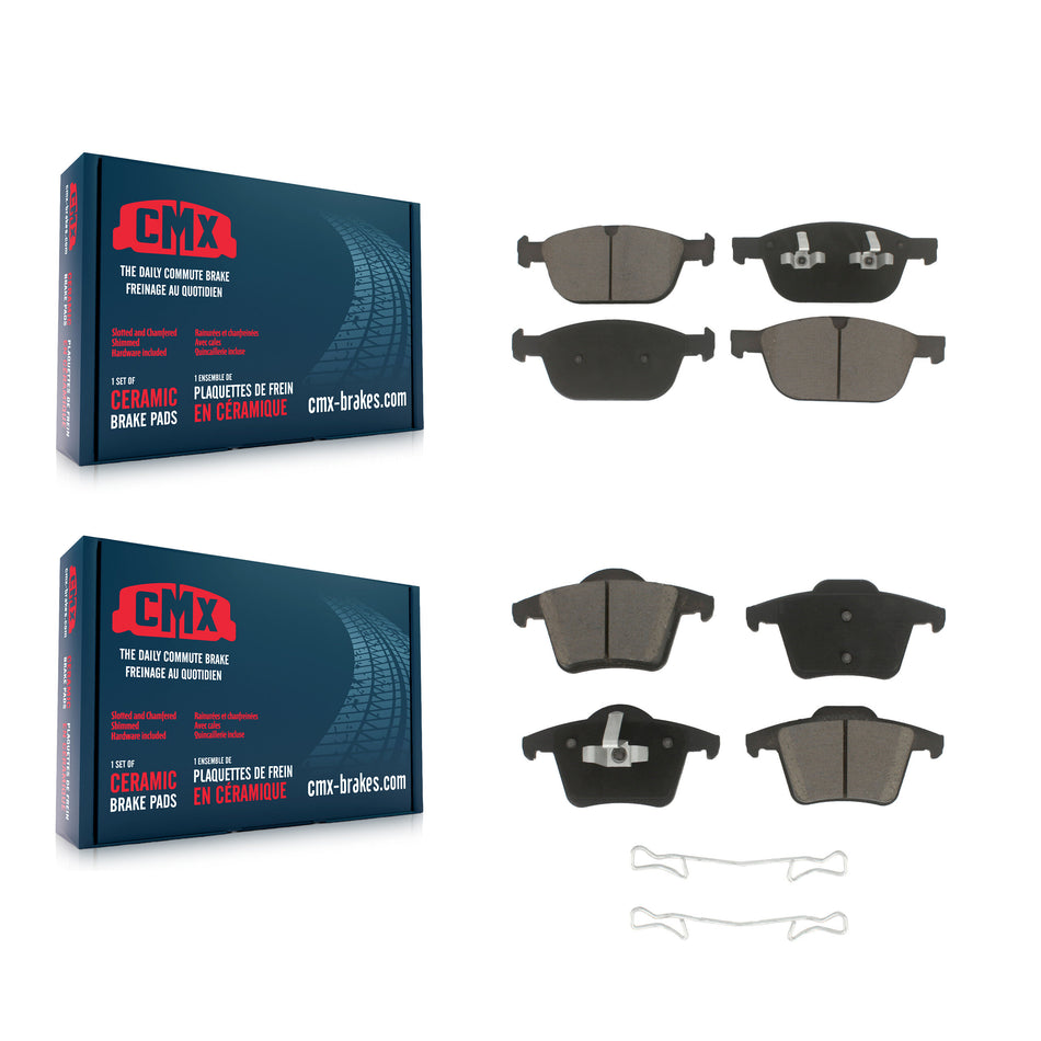 Front Rear Ceramic Brake Pads Kit For 2003-2014 Volvo XC90 With 328mm Diameter Rotor KCX-100214