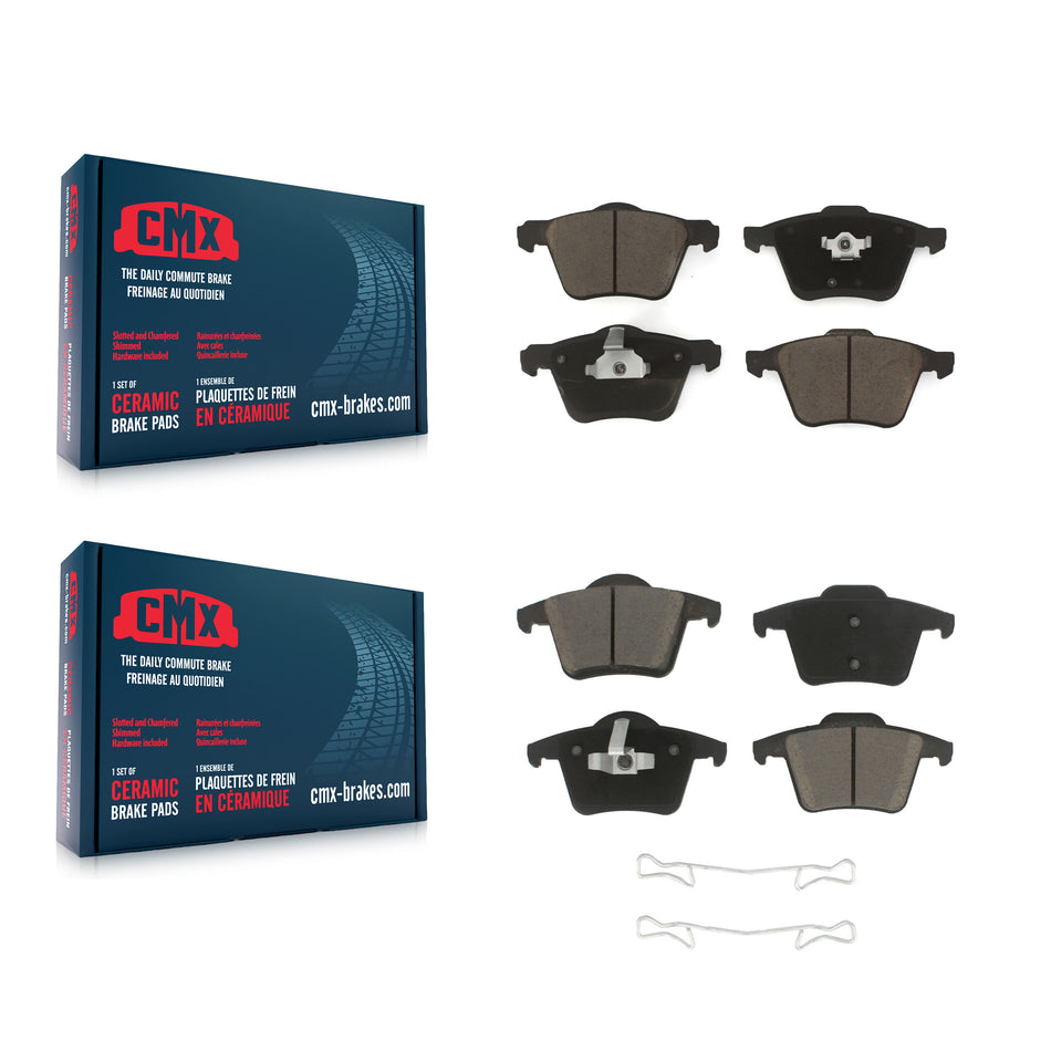 Front Rear Ceramic Brake Pads Kit For 2003-2014 Volvo XC90 With 336mm Diameter Rotor KCX-100215