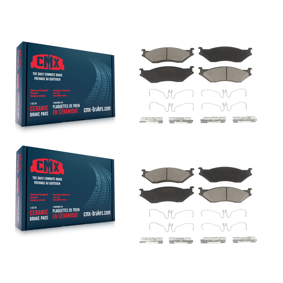 Front Rear Ceramic Brake Pads Kit For Ford F-450 Super Duty F59 F-550 International IC Corporation LCF CF500 CF600 TerraStar AE School Bus E-550 AC Commercial F-53 Motorhome Chassis F-59 KCX-100228