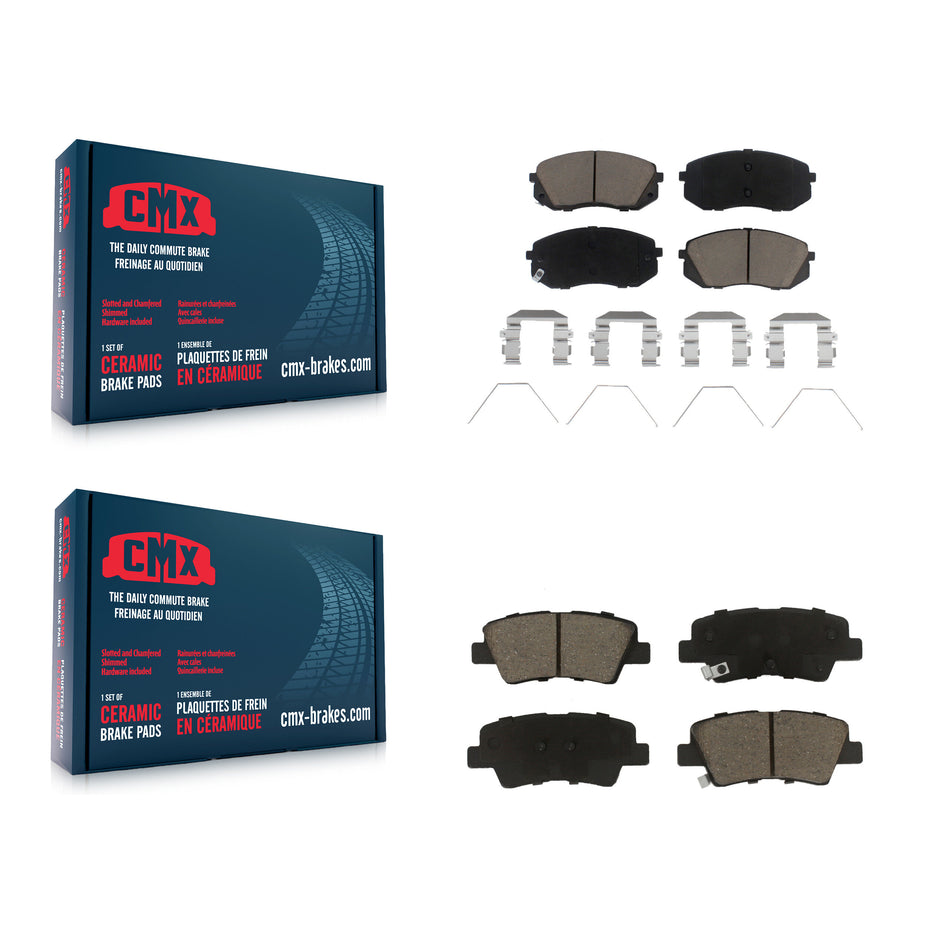 Front Rear Ceramic Brake Pads Kit For Kia Optima Soul Hyundai Elantra GT Veloster EV Kona Forte Forte5 KCX-100244