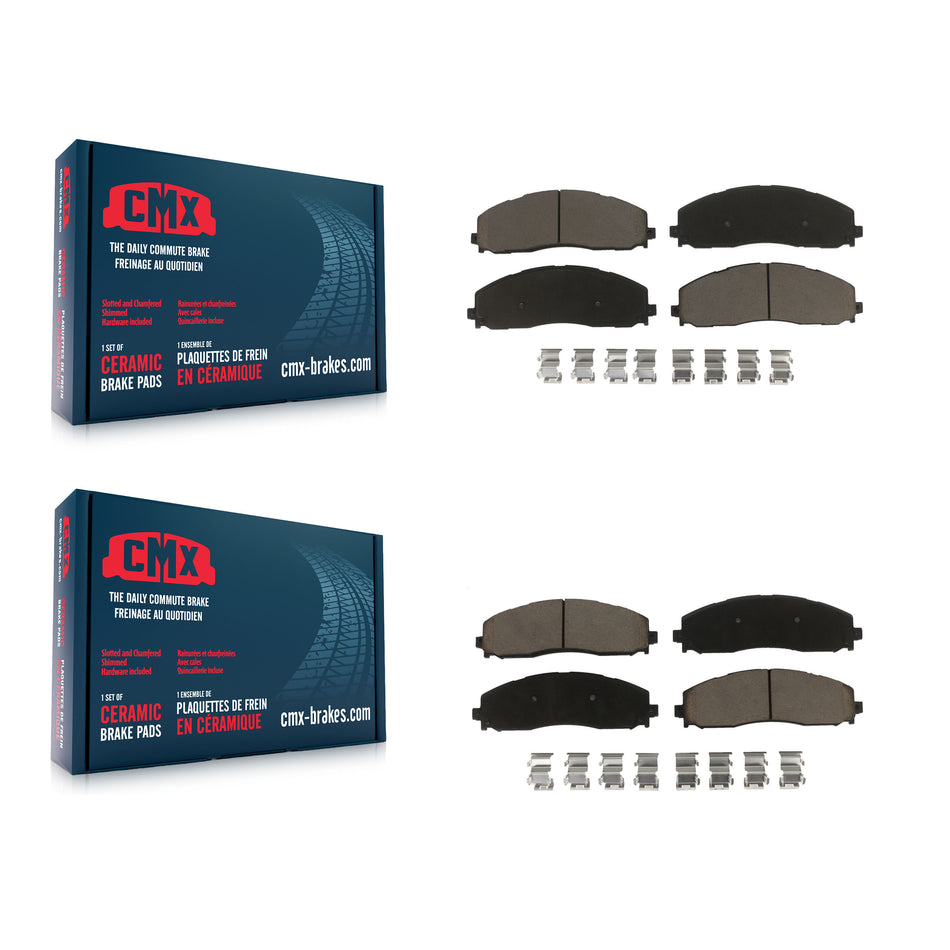 Front Rear Ceramic Brake Pads Kit For Ford F-250 Super Duty F-350 F-450 KCX-100256