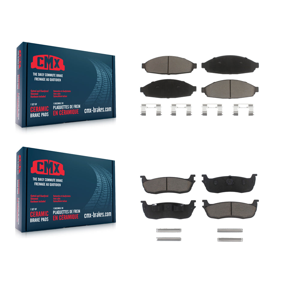 Front Rear Ceramic Brake Pads Kit For 2003-2010 Lincoln Town Car Limousine KCX-100404