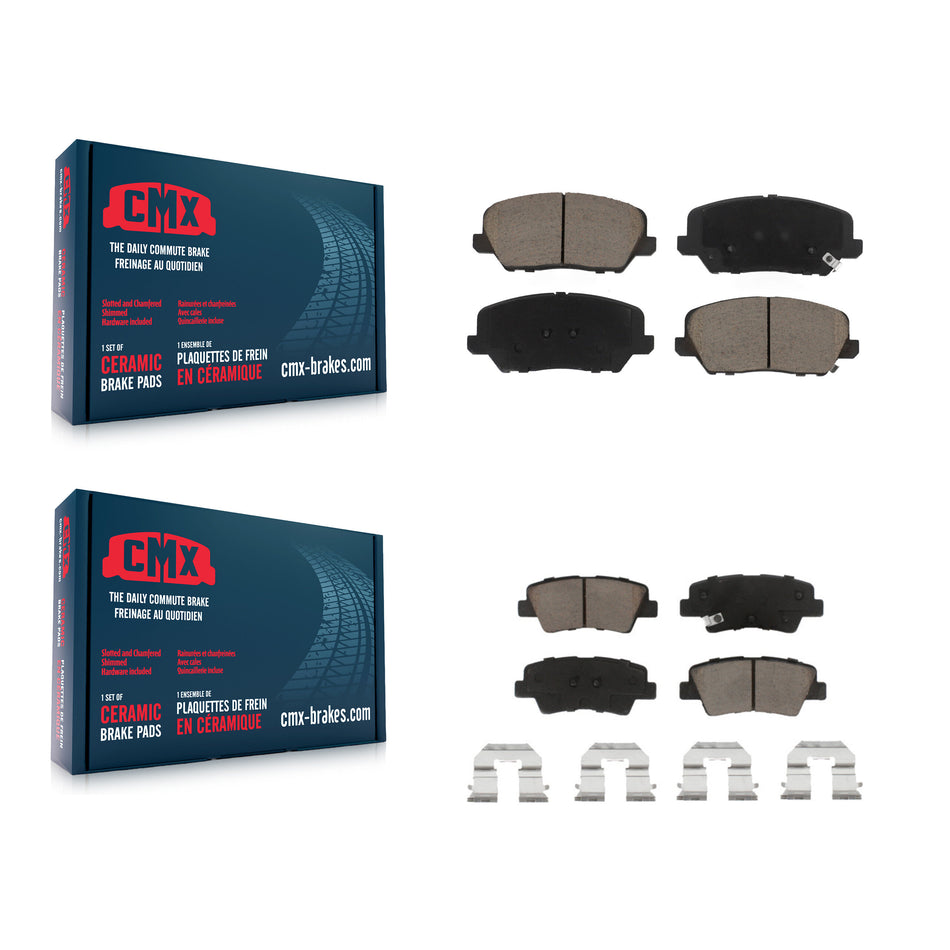 Front Rear Ceramic Brake Pads Kit For 2017 Kia Forte Koup Turbocharged KCX-100442