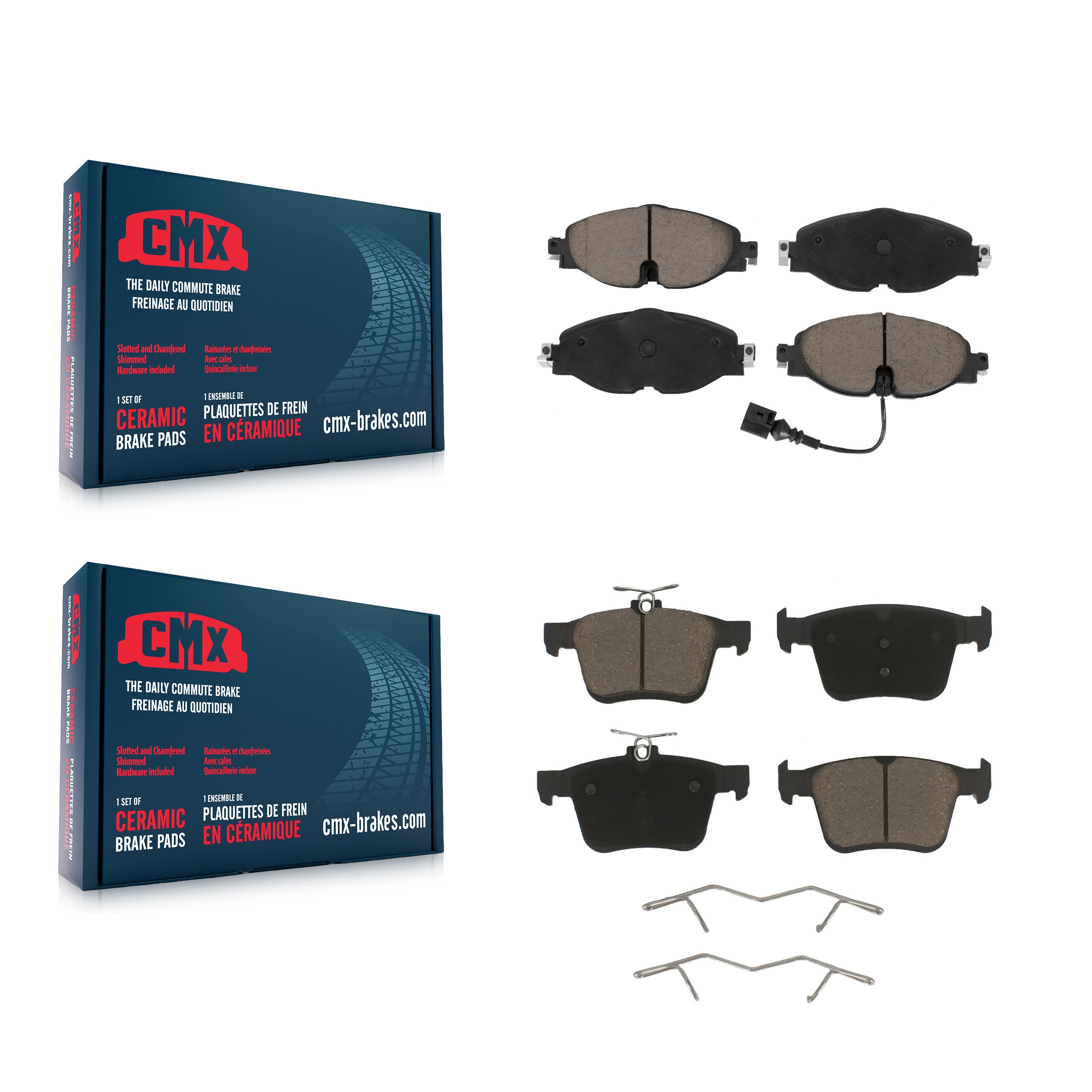 Front Rear Ceramic Brake Pads Kit For Volkswagen Jetta Taos Audi A3 Quattro e-Golf e-tron KCX-100448