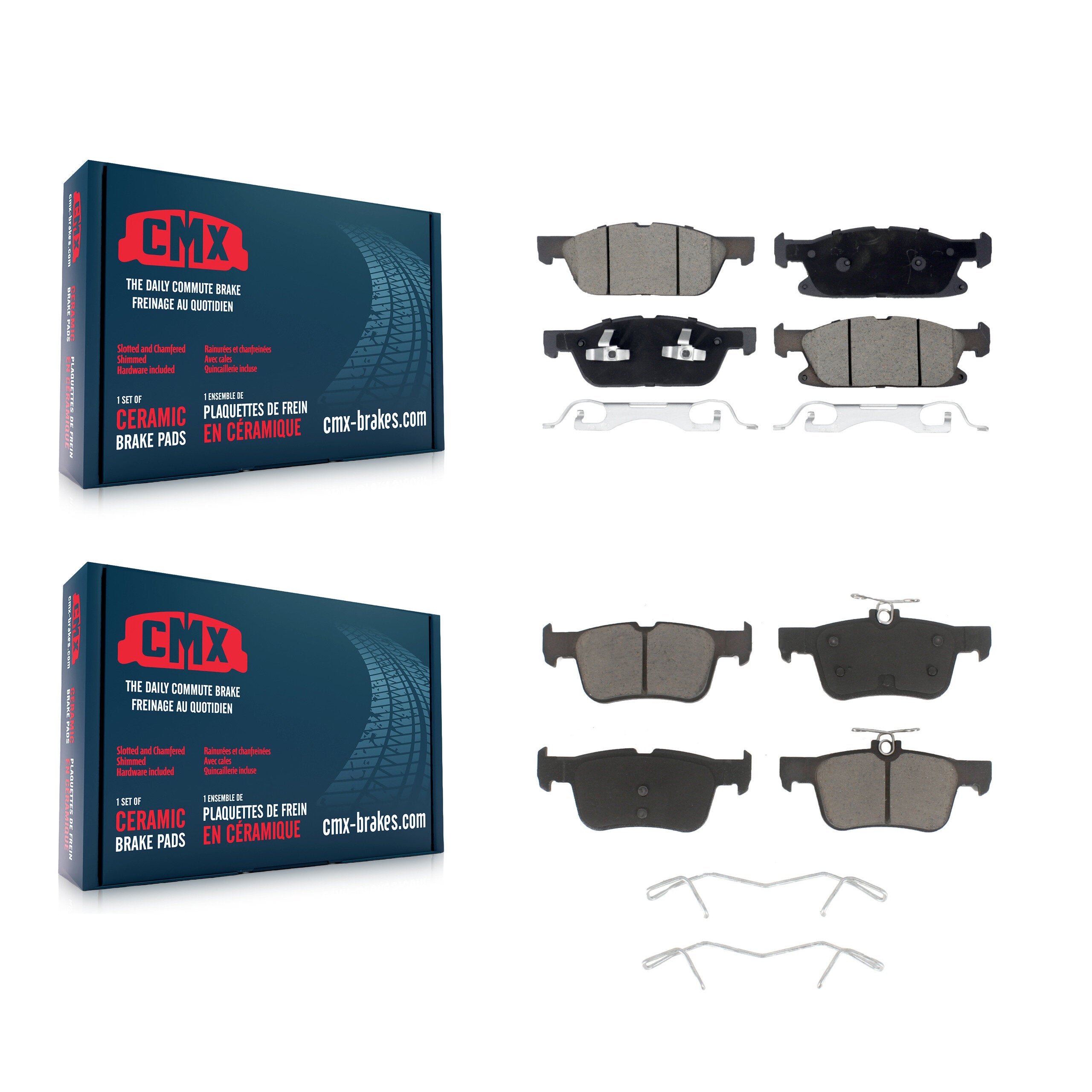 Front Rear Ceramic Brake Pads Kit For Ford Edge Lincoln Nautilus KCX-100539