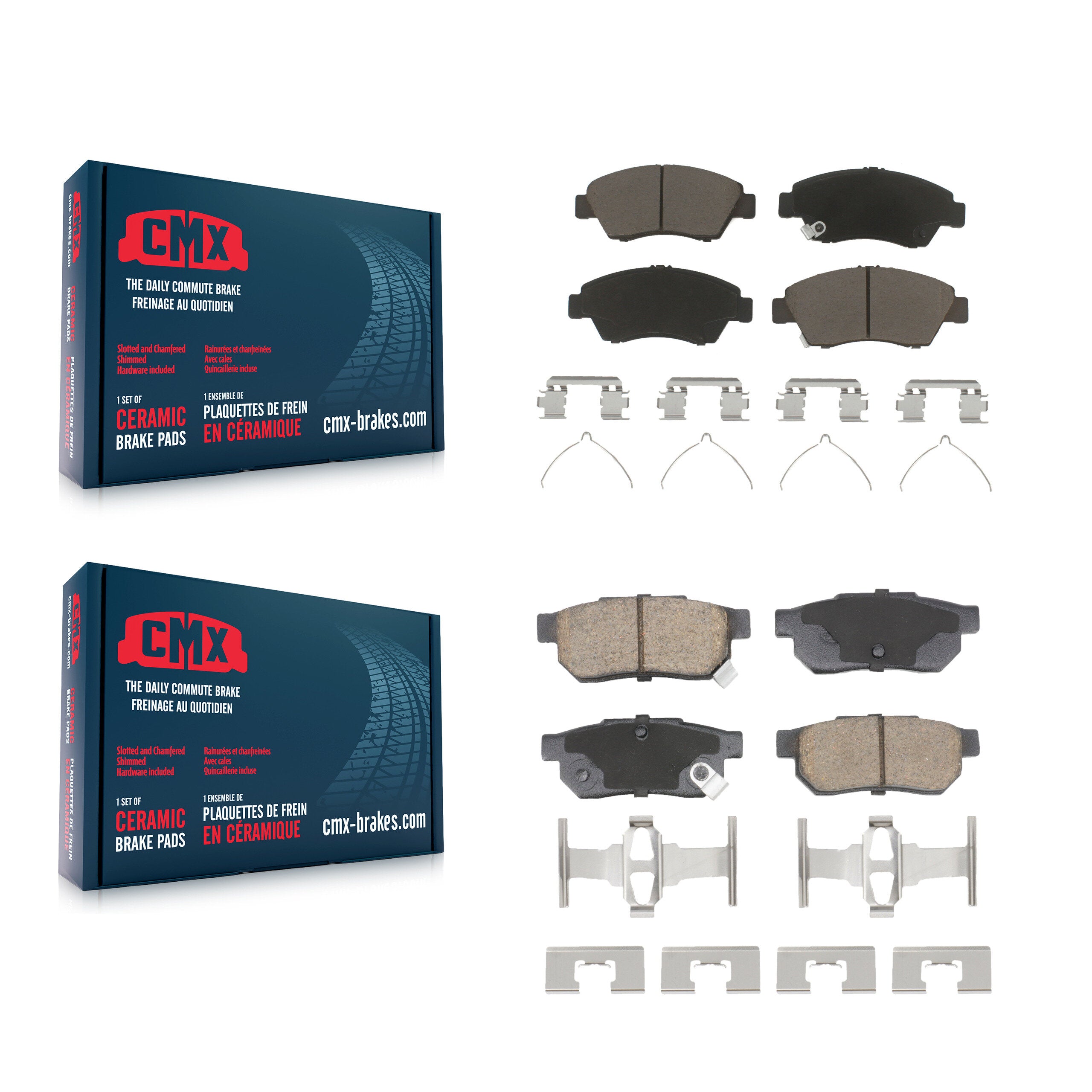 Front Rear Ceramic Brake Pads Kit For Honda Fit Civic del Sol KCX-100607