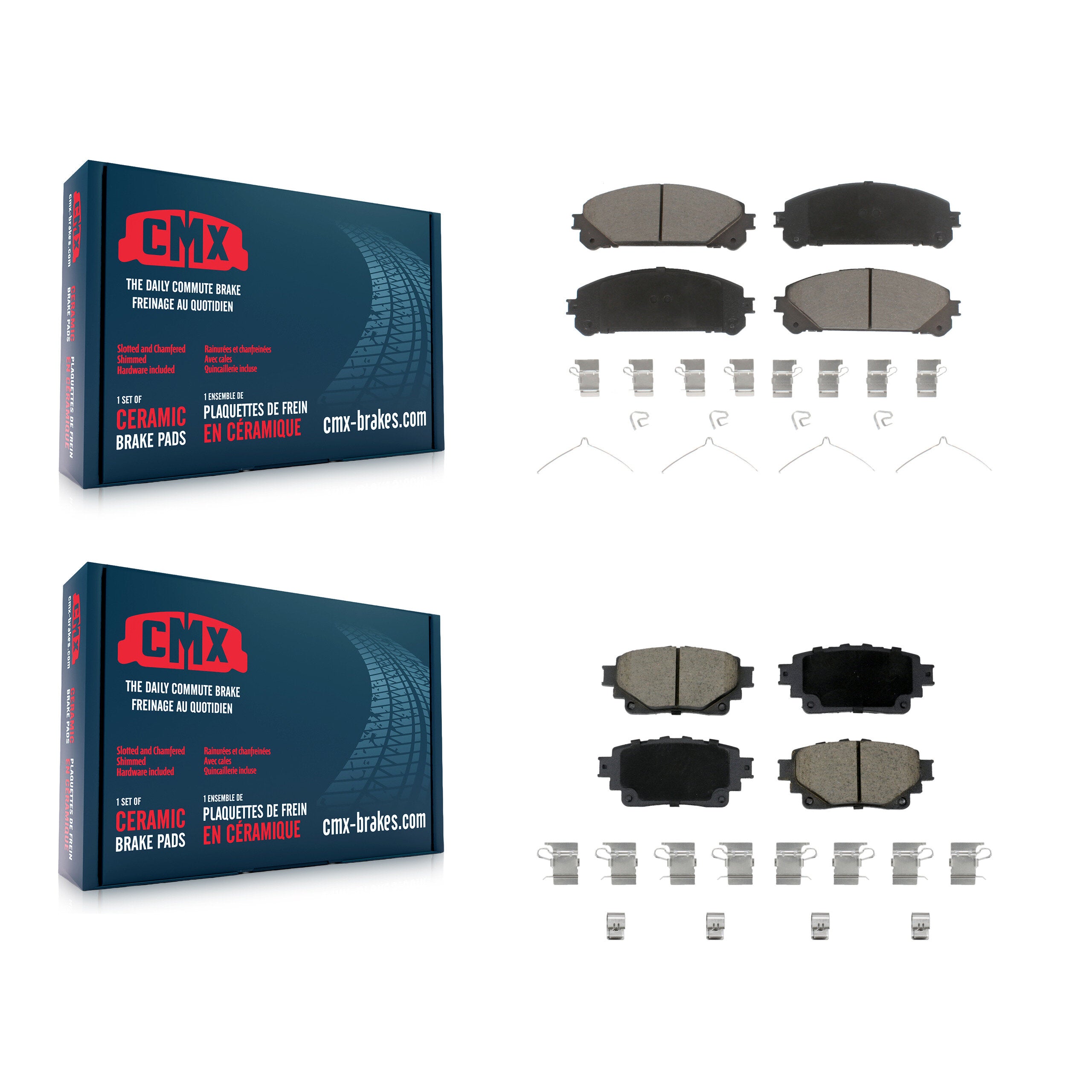 Front Rear Ceramic Brake Pad Kit For Toyota Highlander Sienna Lexus RAV4 Prime bZ4X NX350 KCX-100703