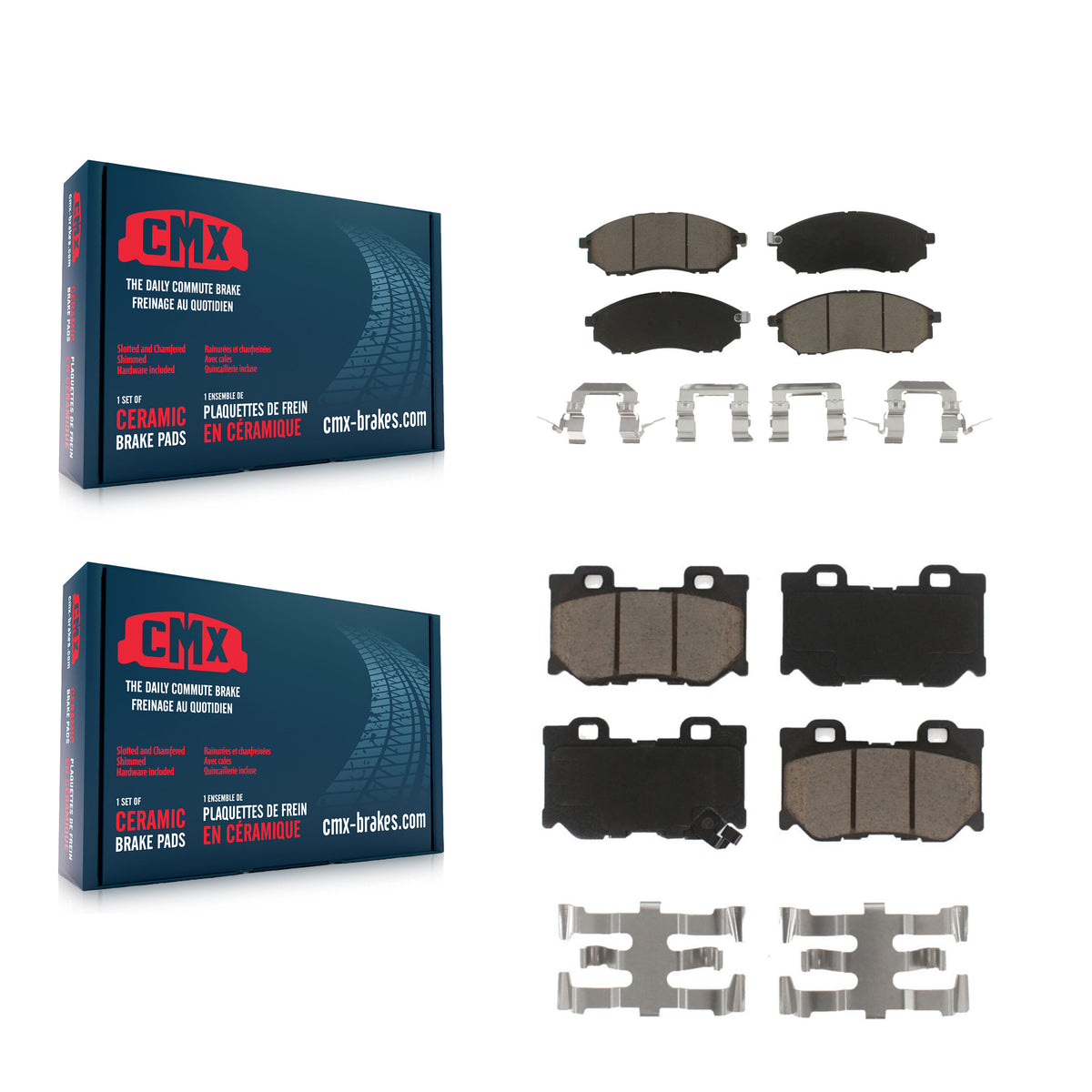 Front Rear Ceramic Brake Pads Kit For Nissan 370Z INFINITI M37 QX70 Q70 Q70L M56 M35h KCX-100721