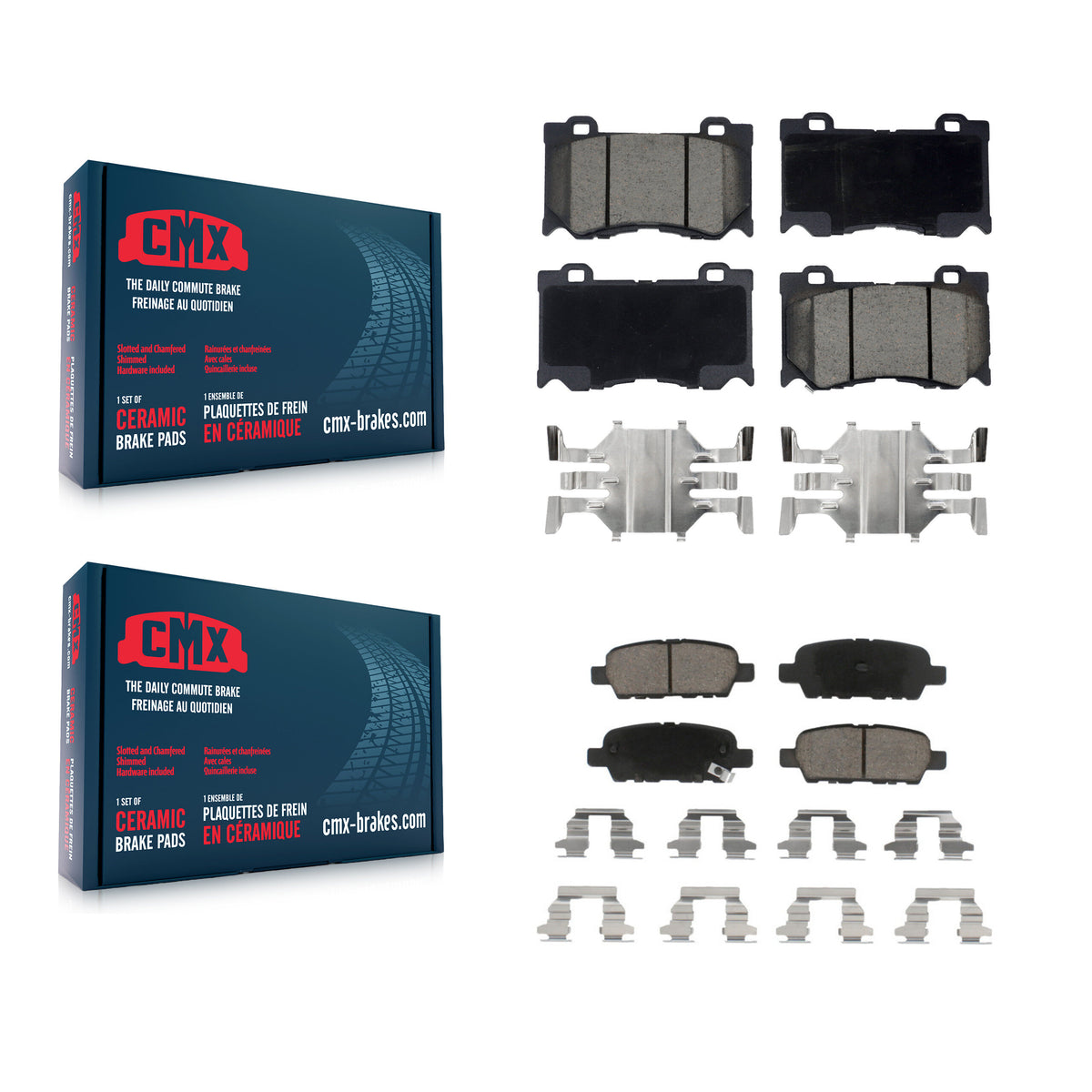 Front Rear Ceramic Brake Pads Kit For 2012-2013 INFINITI M35h With Single Piston Caliper KCX-100722