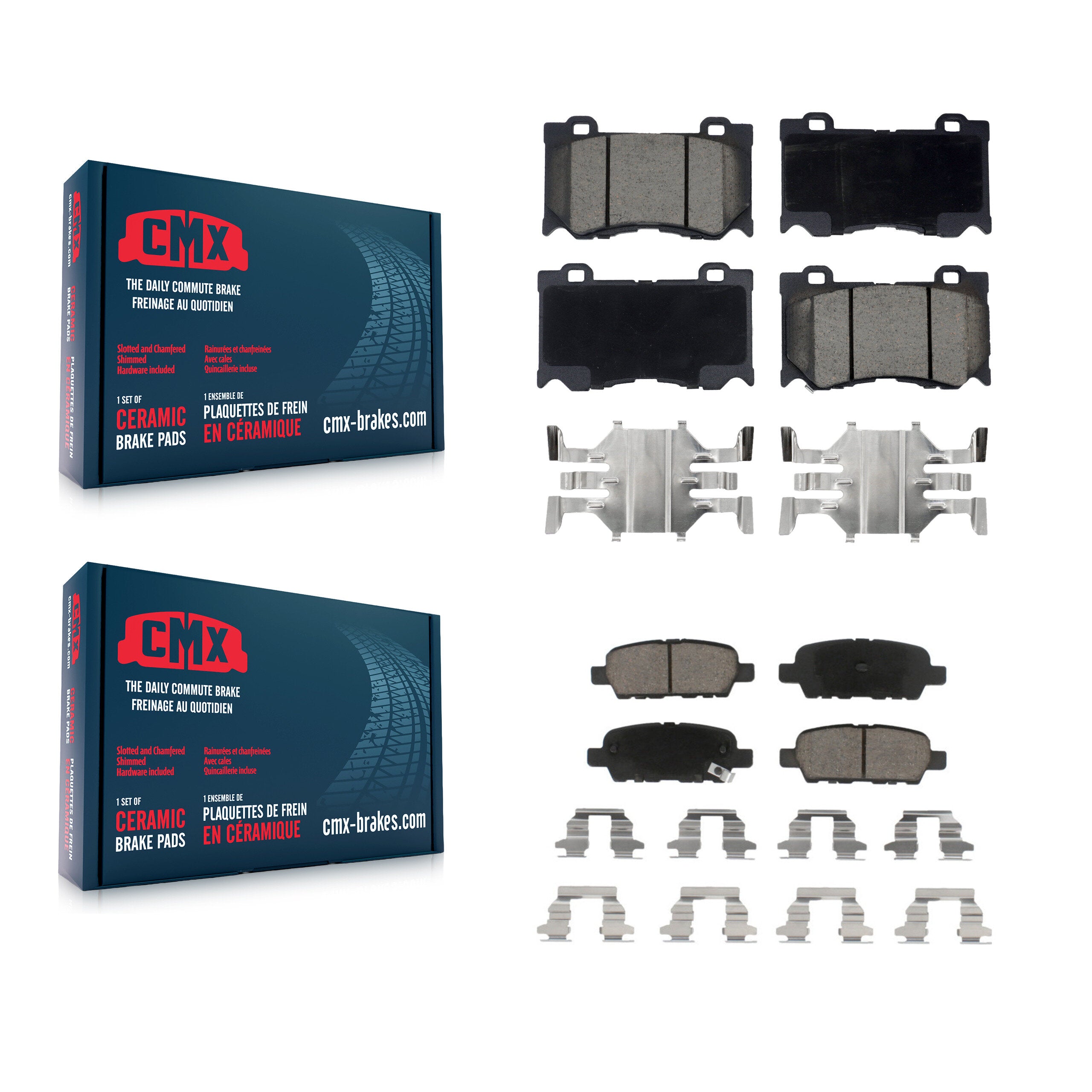 Front Rear Ceramic Brake Pads Kit For 2012-2013 INFINITI M35h With Single Piston Caliper KCX-100722