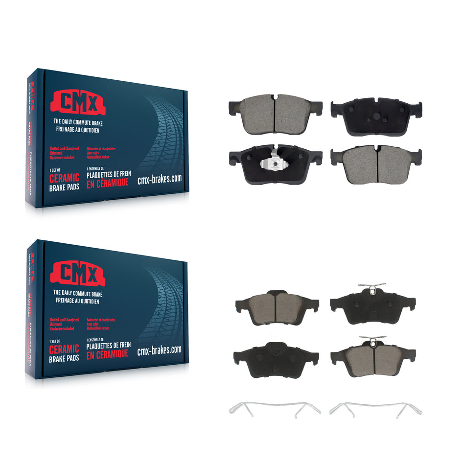 Front Rear Ceramic Brake Pads Kit For 2016 Jaguar XF With 355mm Diameter Rotor KCX-100725