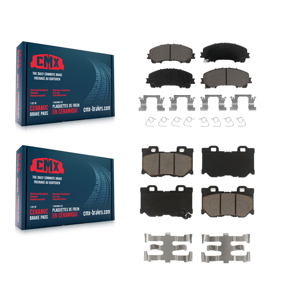 Front Rear Ceramic Brake Pads Kit For INFINITI Q50 Q60 With Dual Piston Caliper KCX-100729