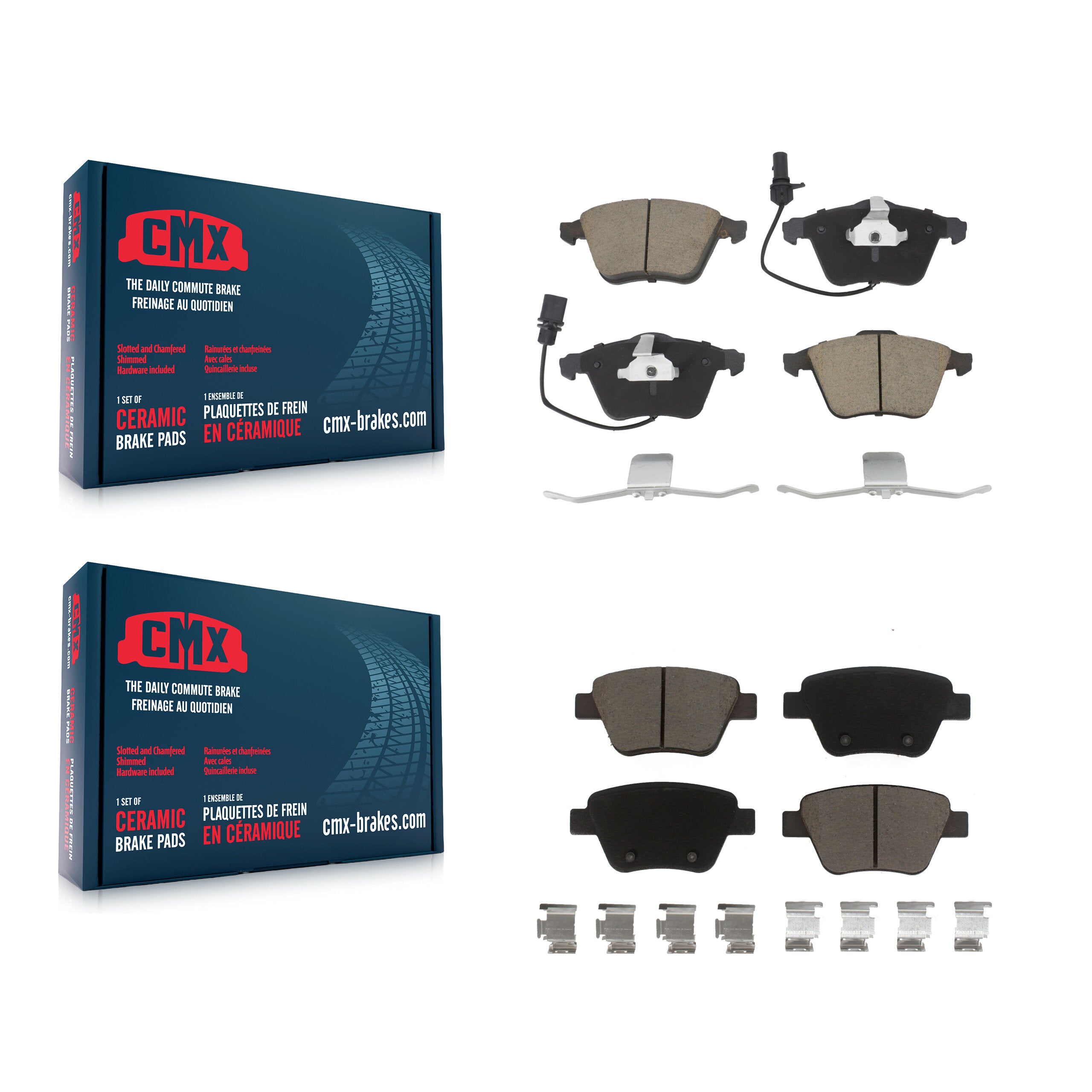 Front Rear Ceramic Brake Pad Kit For 2010 Audi A3 Quattro With 345mm Diameter Rotor KCX-100731
