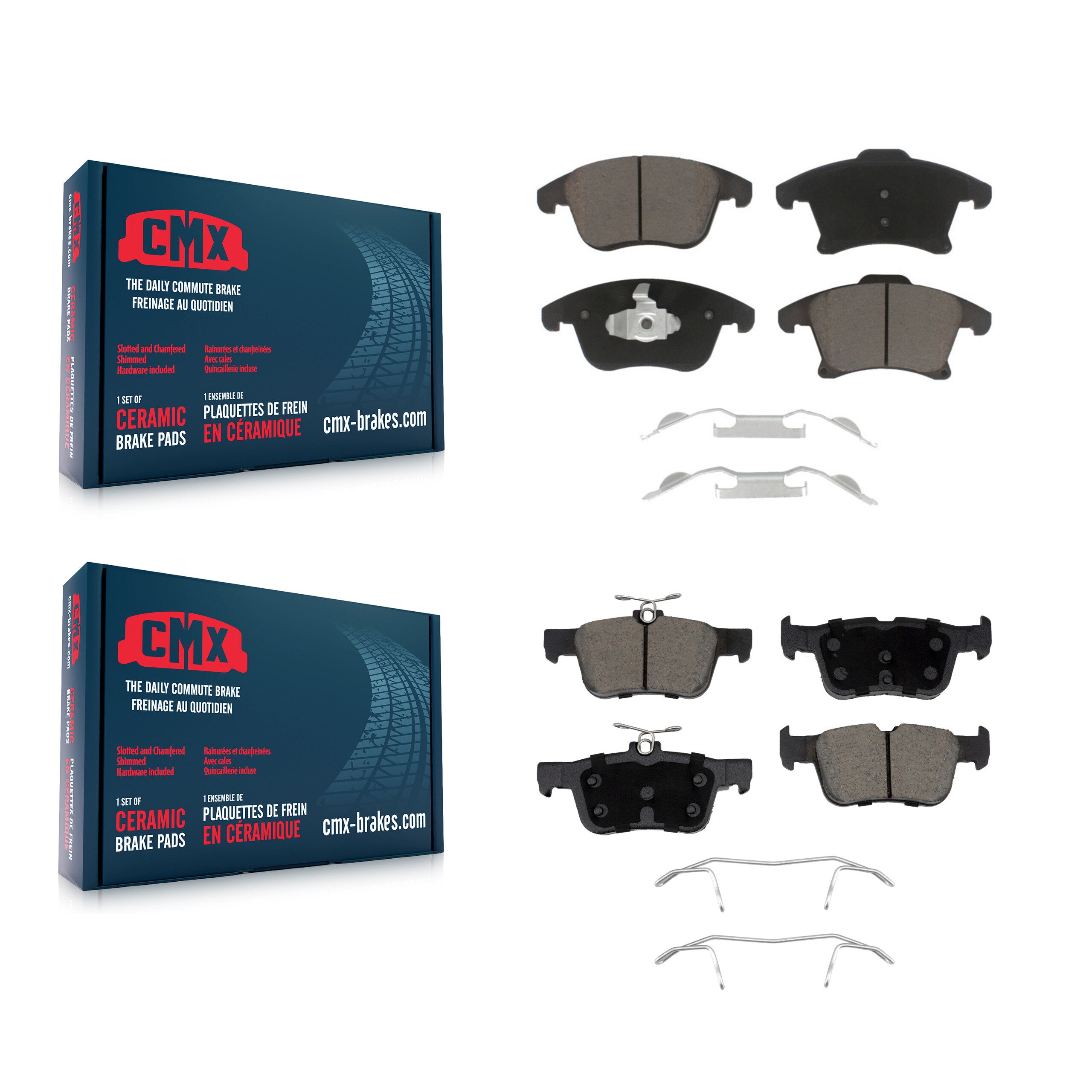 Front Rear Ceramic Brake Pads Kit For 2019-2020 Ford Police Responder Hybrid KCX-100734