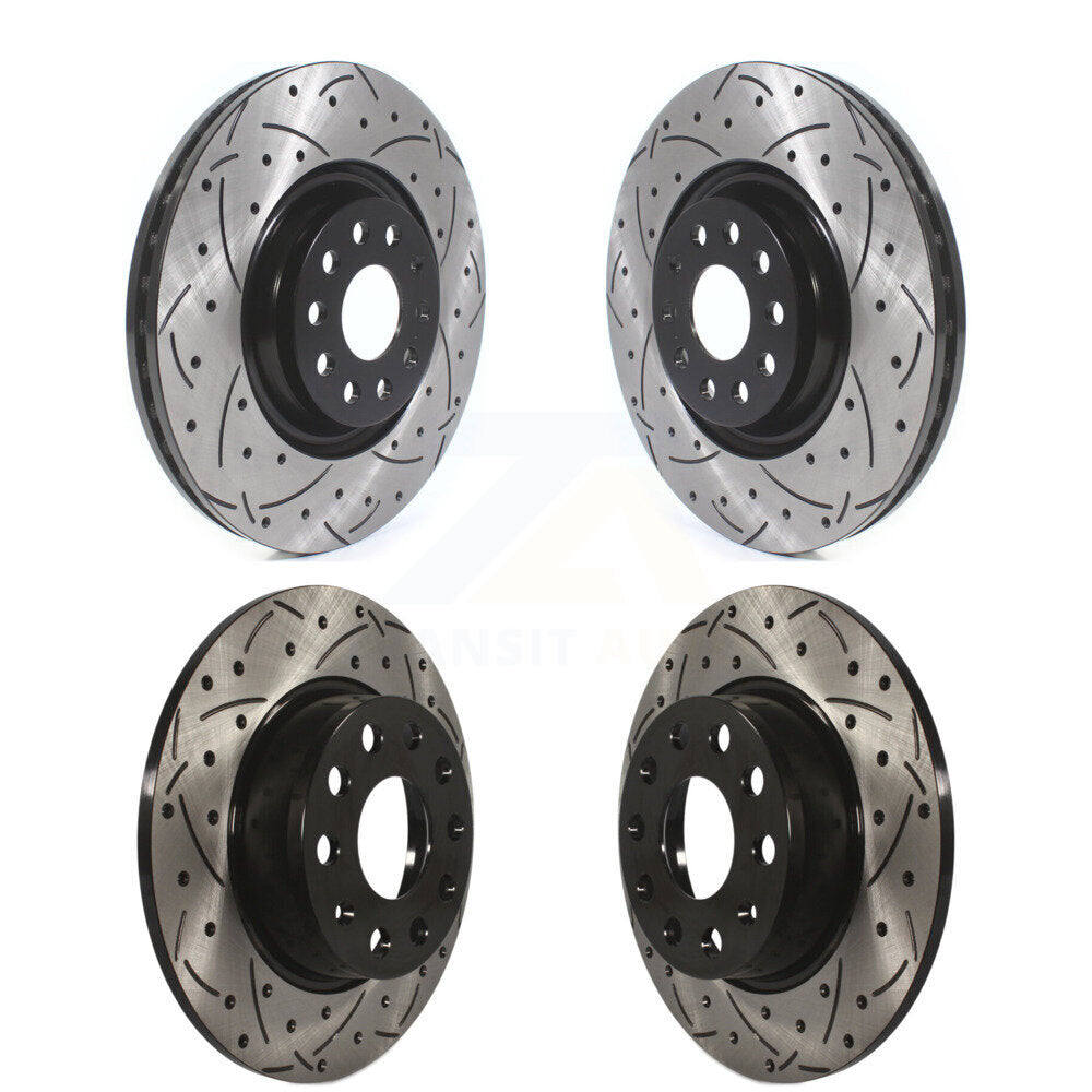 Front Rear Drill Slot Brake Rotors Kit For Audi A3 Quattro With 340mm Diameter Rotor KD-100382