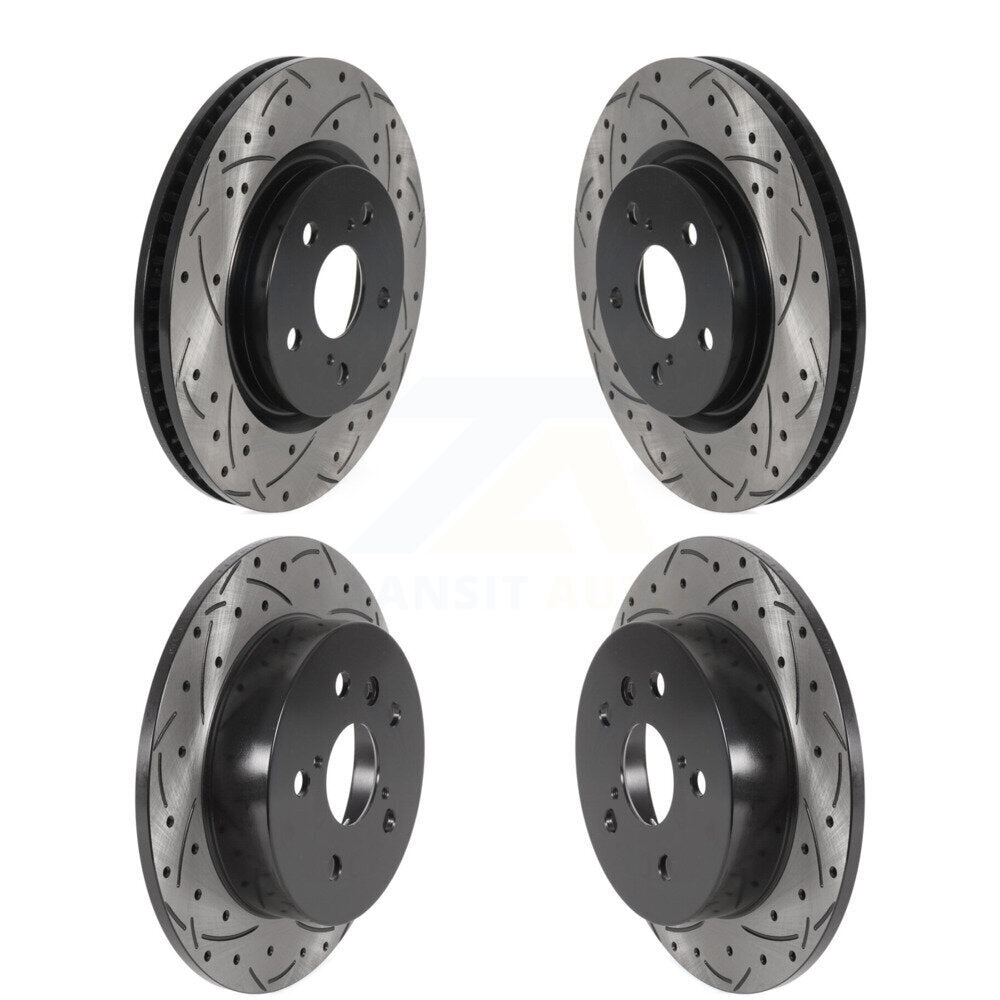 Front Rear Coated Drilled Slotted Disc Brake Rotors Kit For Toyota Camry KD-100395
