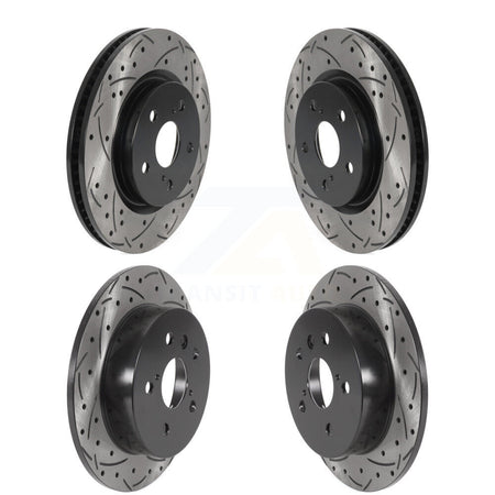 Front Rear Coated Drilled Slotted Disc Brake Rotors Kit For Toyota Camry KD-100395