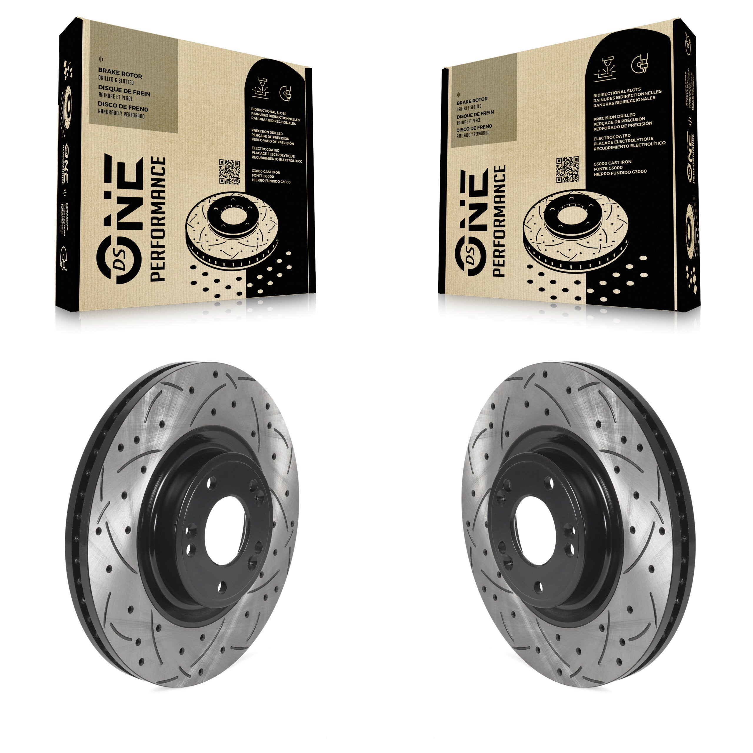 Front Coated Drilled Slotted Disc Brake Rotors Pair For Hyundai Genesis KD-100442