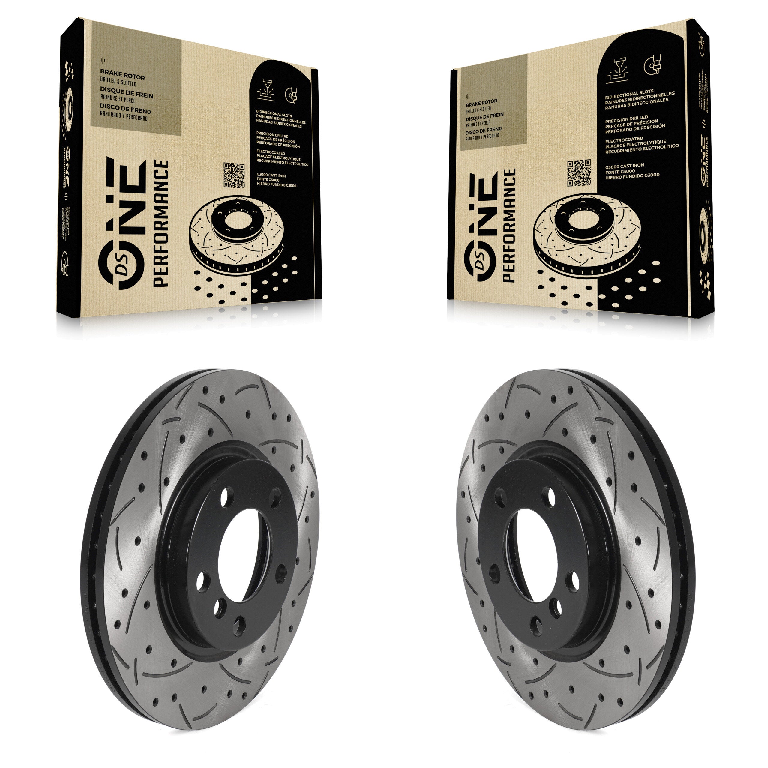 Front Coated Drilled Slotted Disc Brake Rotors Pair For Mini Cooper Countryman Paceman KD-100448