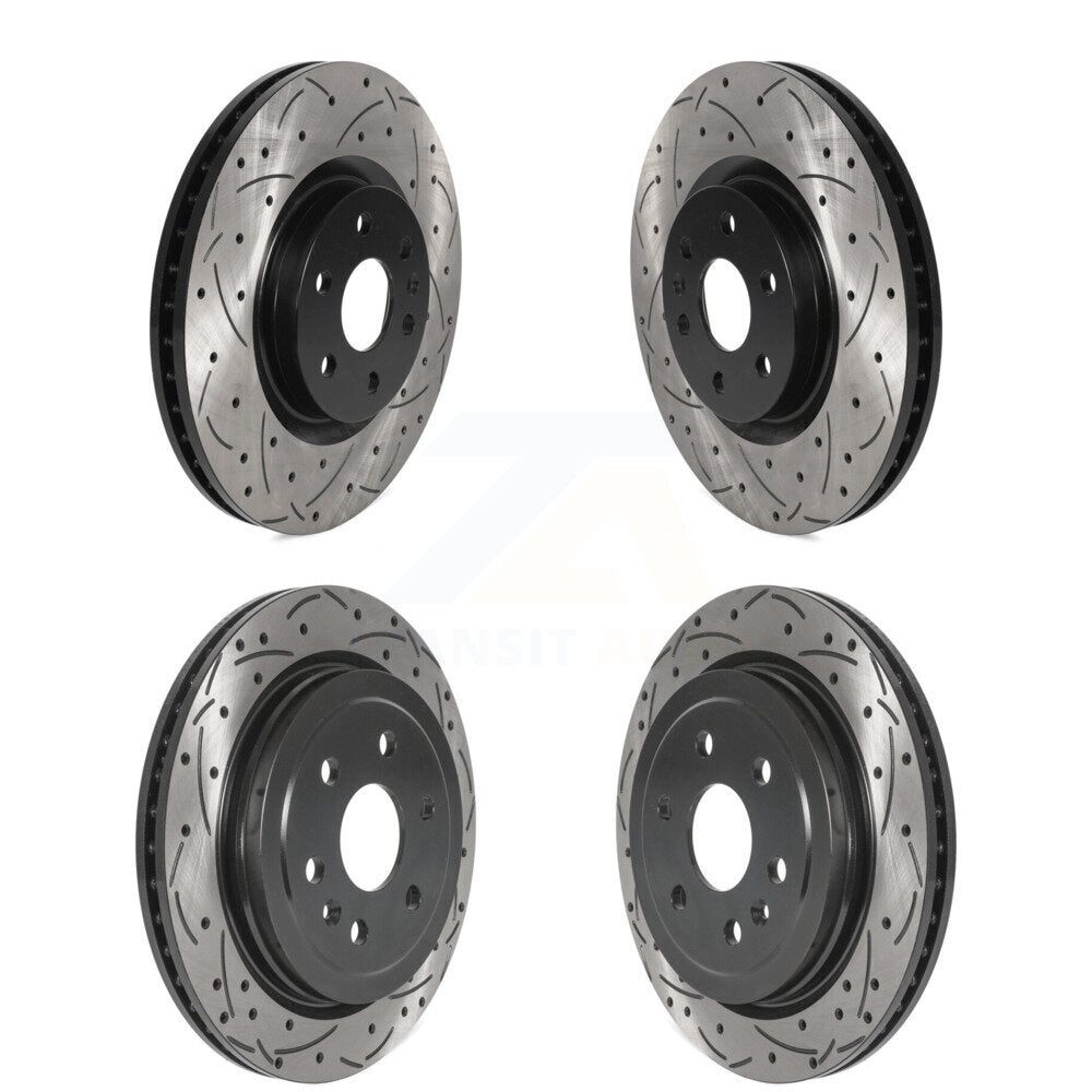 Front Rear Coated Drilled Slotted Disc Brake Rotors Kit For Cadillac SRX Saab 9-4X KD-100455