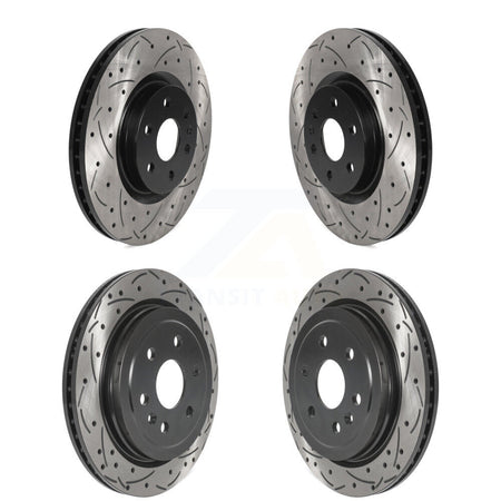 Front Rear Coated Drilled Slotted Disc Brake Rotors Kit For Cadillac SRX Saab 9-4X KD-100455