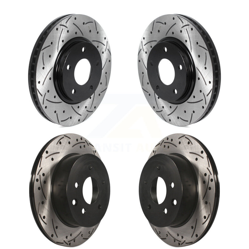 Front Rear Coated Drilled Slotted Disc Brake Rotors Kit For INFINITI Q45 M45 KD-100470