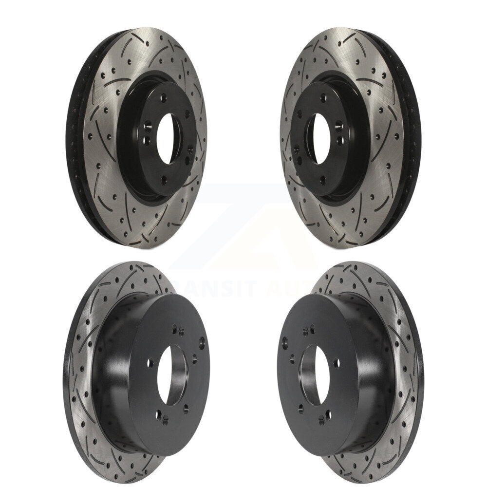 Front Rear Coated Drilled Slotted Disc Brake Rotors Kit For Hyundai Tucson Kia Sportage KD-100477