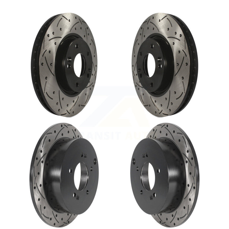 Front Rear Coated Drilled Slotted Disc Brake Rotors Kit For Hyundai Tucson Kia Sportage KD-100477