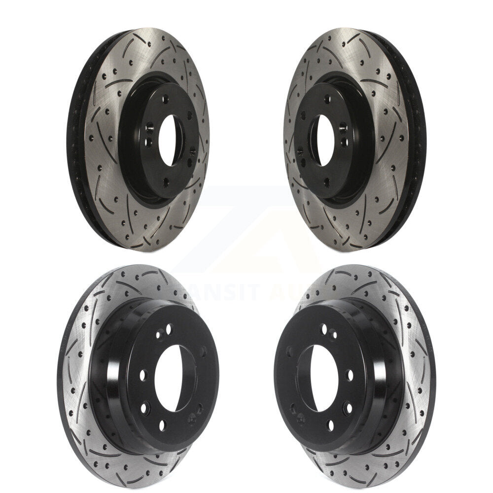 Front Rear Coated Drilled Slotted Disc Brake Rotors Kit For Hyundai Tucson Kia Sportage KD-100479