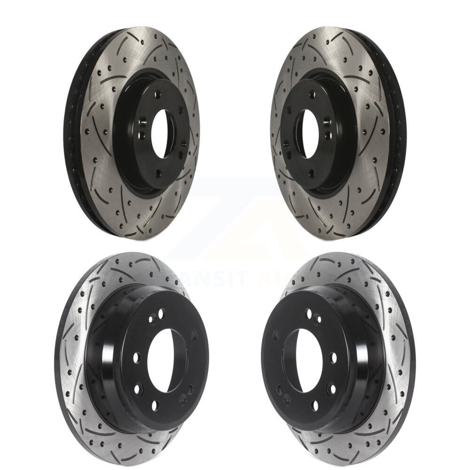 Front Rear Coated Drilled Slotted Disc Brake Rotors Kit For Hyundai Tucson Kia Sportage KD-100479