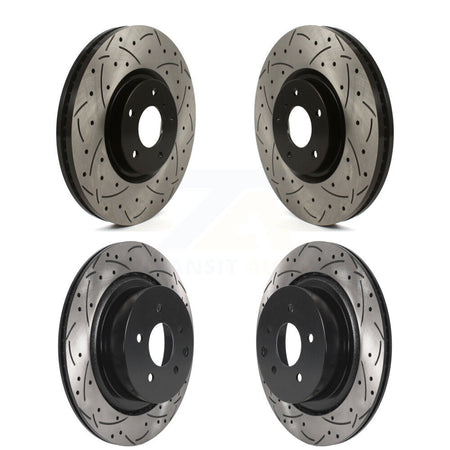 Front Rear Coated Drilled Slotted Disc Brake Rotors Kit For INFINITI G37 G35 Q60 KD-100482