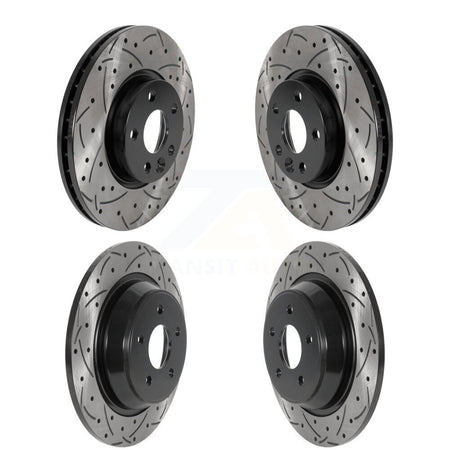 Front Rear Coated Drilled Slot Disc Brake Rotors Kit For 2012-2015 Land Rover Range Evoque KD-100492