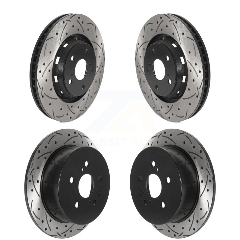 Front Rear Coated Drilled Slotted Disc Brake Rotors Kit For 2009-2016 Toyota Venza KD-100494